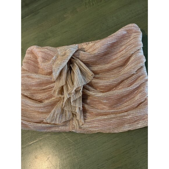 Maeve By Anthropologie Ruched Metallic Pink Strapless Top S - Picture 2 of 6